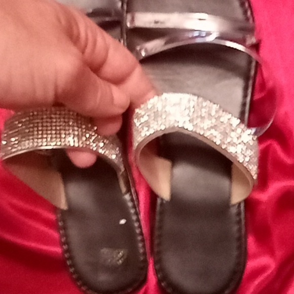 Brand new black and diamond accent sandals. - Picture 3 of 3